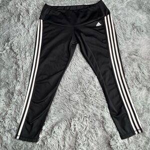 Adidas Pants Womens 2X Primegreen Aeroready Black White Athletic Workout Track